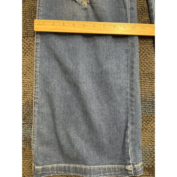 Risen Los Angeles Jean Overalls Womens Small Blue Denim Distressed Wide Leg NWT - Picture 8 of 8